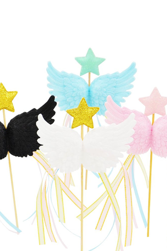 Black Angel Wing With Star Cake Topper - TEM IMPORTS™