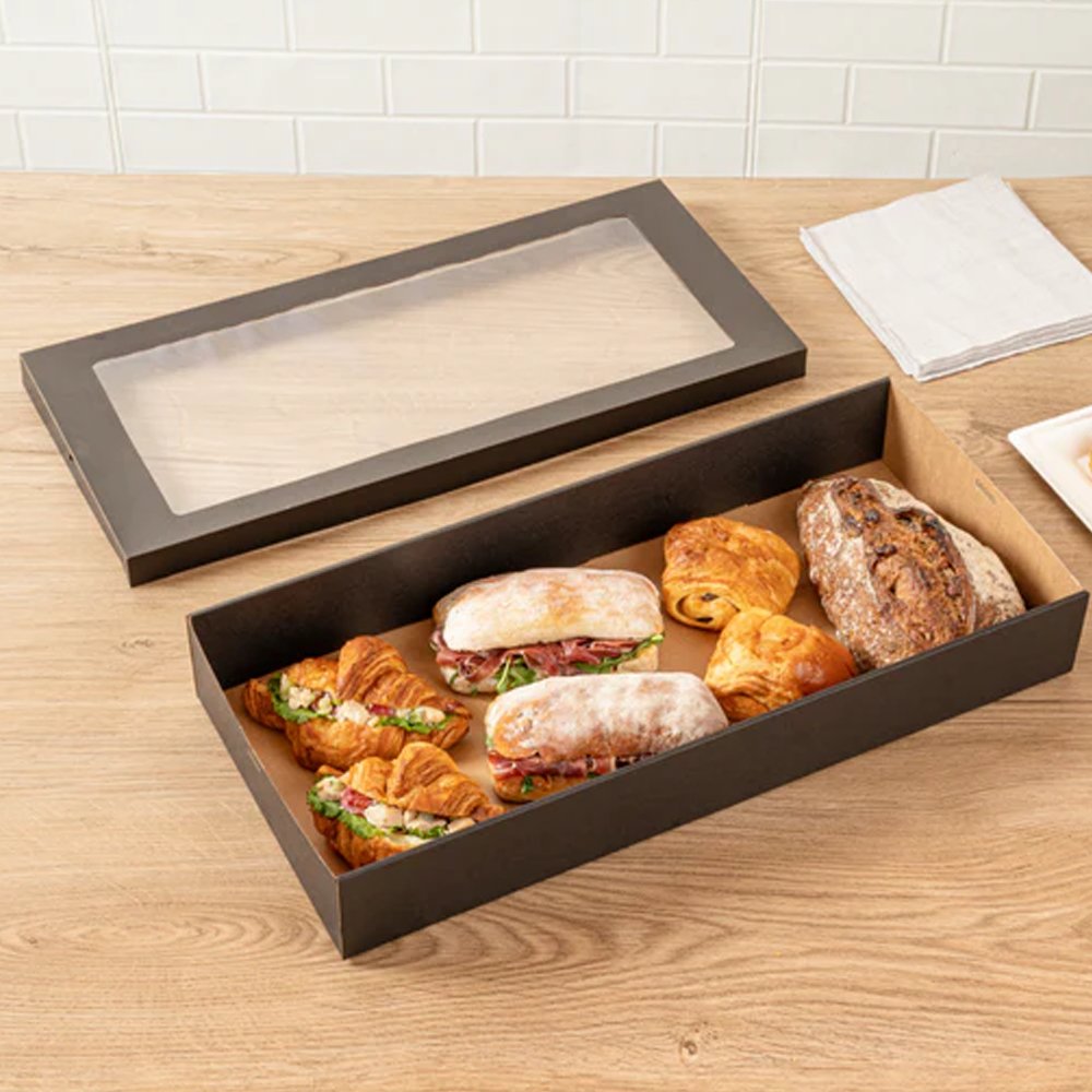 Black Corrugated Rectangle Catering Tray Large - TEM IMPORTS™