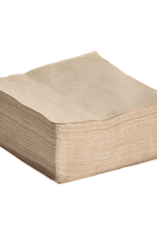 Castaway Quilted 2-Ply Kraft Brown Cocktail Napkins - 2000/CTN - TEM IMPORTS™