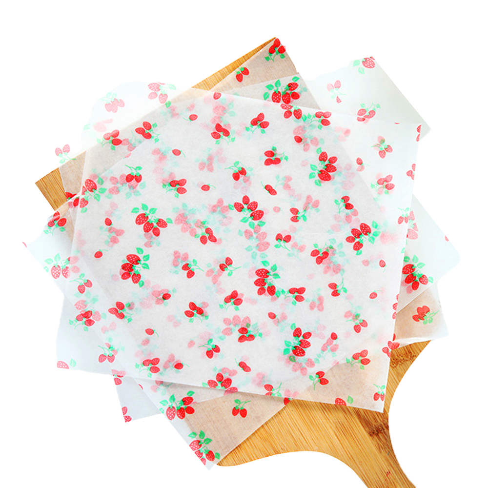 Printed Strawberry Pattern Food Wrapping Paper 250x218mm - 50/PK