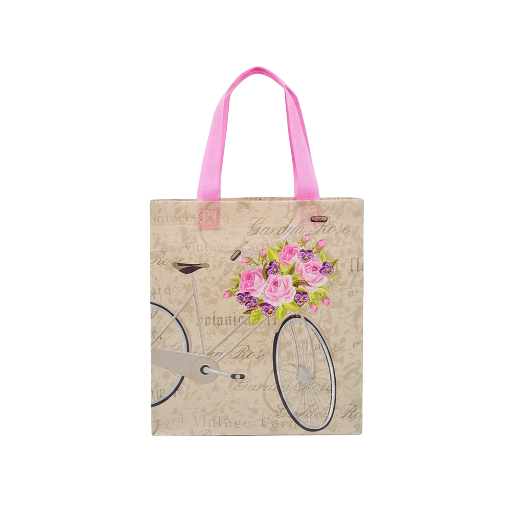 Small PP Printed Bicycle & Rose Non-Woven Bag - Pack of 10