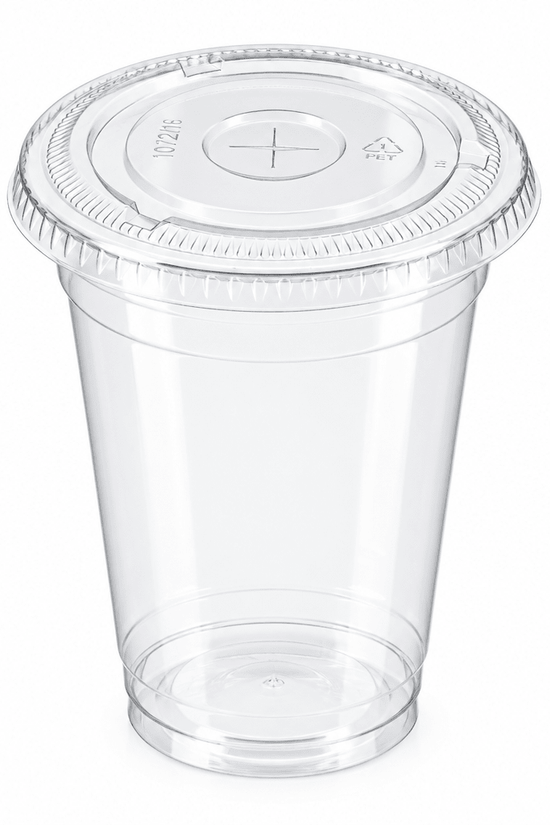 Clear PET 107mm Flat Lid X Slot Hole - Fits PET Cups - TEM IMPORTS™