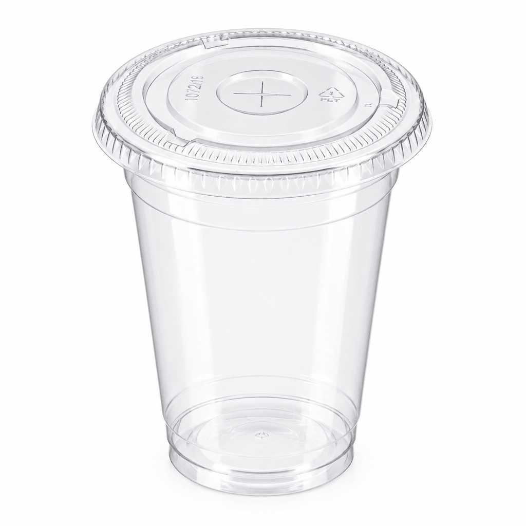 Clear PET 107mm Flat Lid X Slot Hole - Fits PET Cups - TEM IMPORTS™