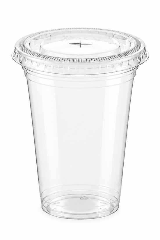 Clear PET 95mm Flat Lid X Slot Hole - Fits PET Cups - TEM IMPORTS™
