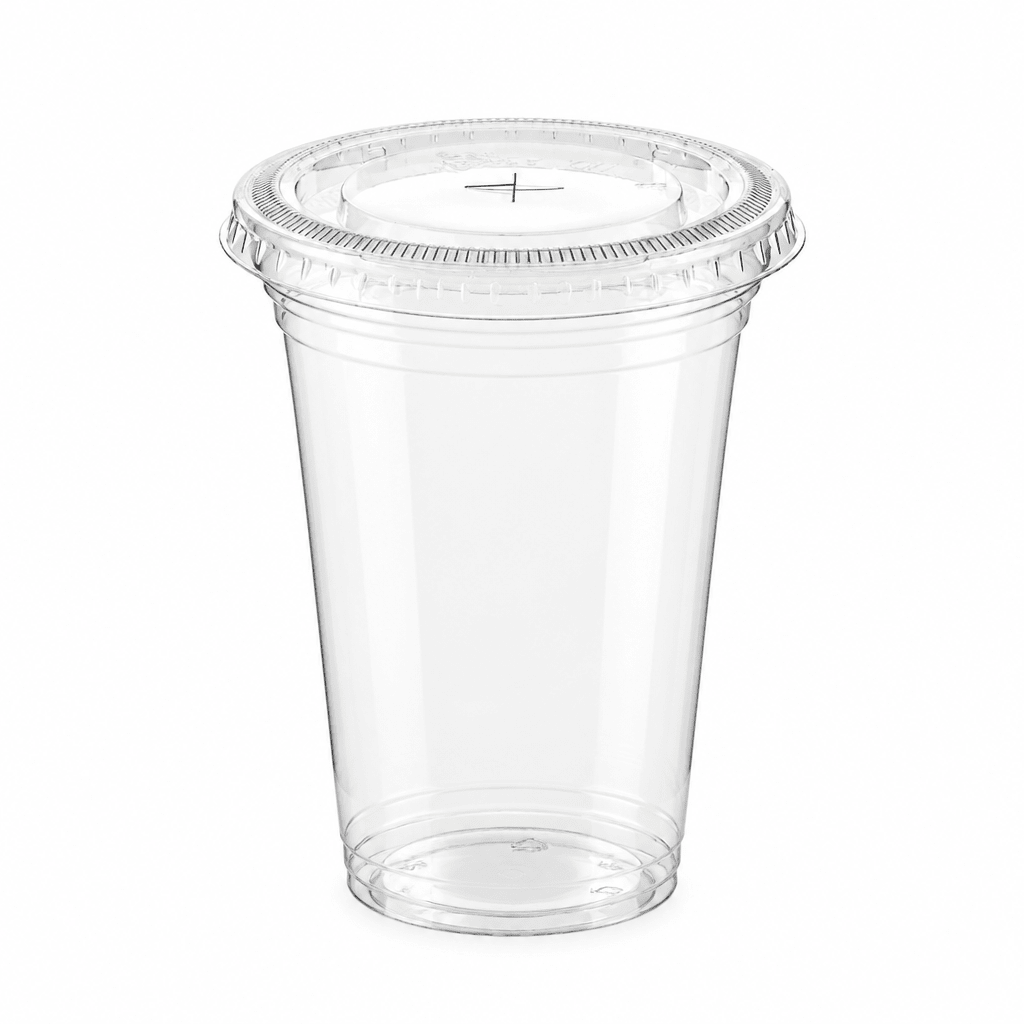 Clear PET 95mm Flat Lid X Slot Hole - Fits PET Cups - TEM IMPORTS™