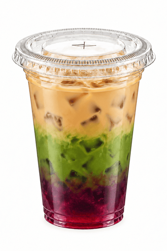 Clear PET 98mm Flat Lid X Slot Hole - Fits PET Cups - TEM IMPORTS™