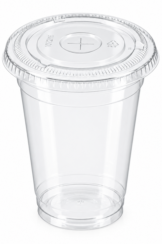 Clear PET 107mm Flat Lid X Slot Hole - Fits PET Cups
