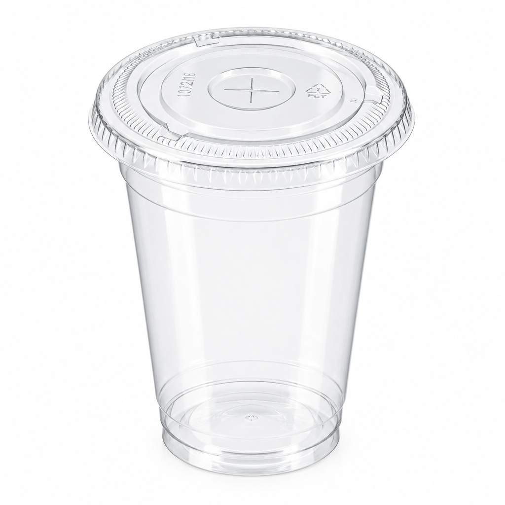 Clear PET 107mm Flat Lid X Slot Hole - Fits PET Cups