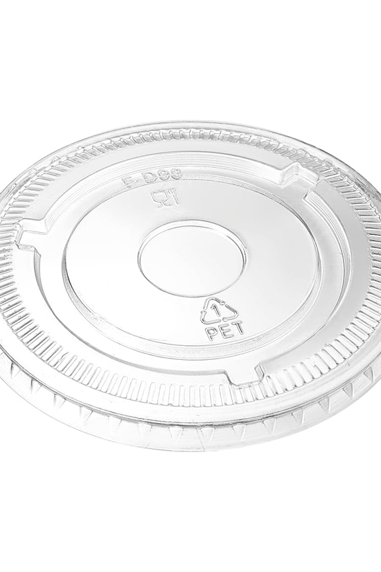 Clear PET (D/90mm) Flat Lid No Hole - TEM IMPORTS™