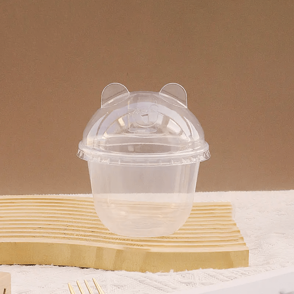 Clear PET (D/95mm) Dome Lid Bear Ear Shape - TEM IMPORTS™