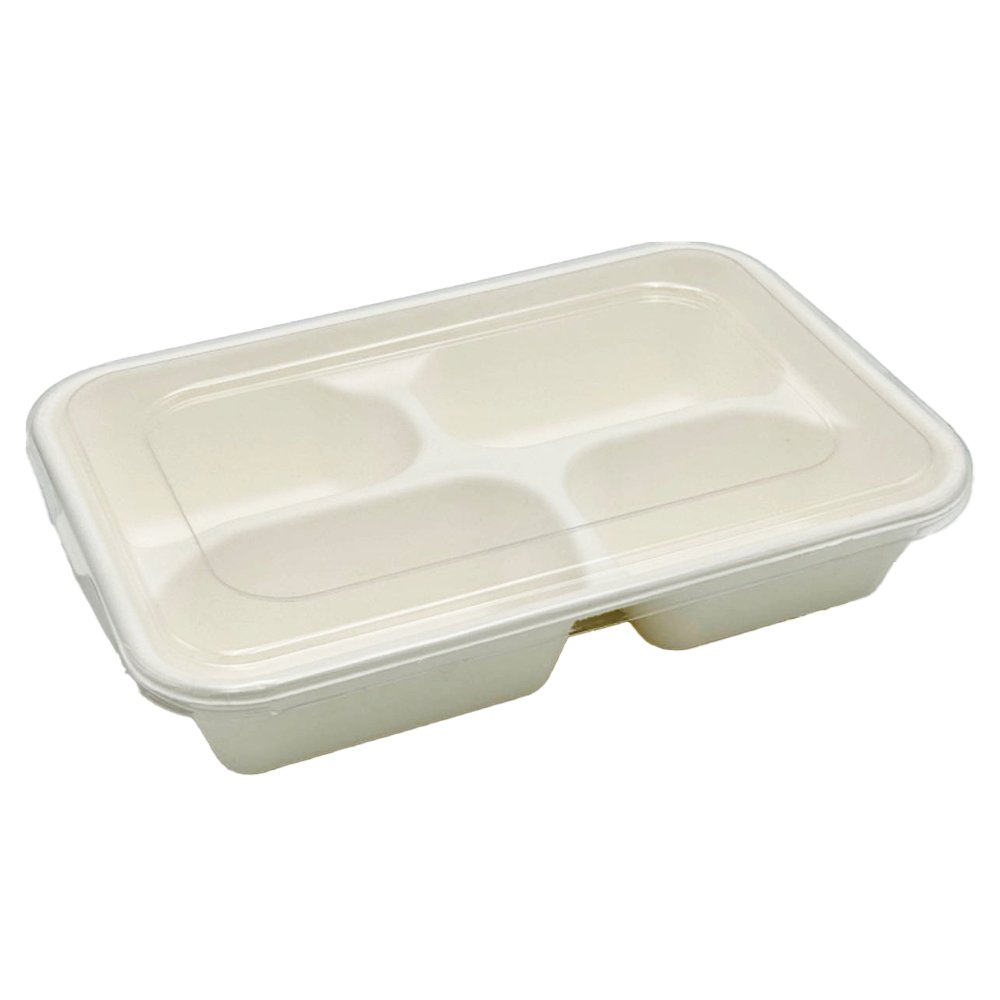 Clear PET Lid For Sugarcane 4 Compartment Tray - TEM IMPORTS™