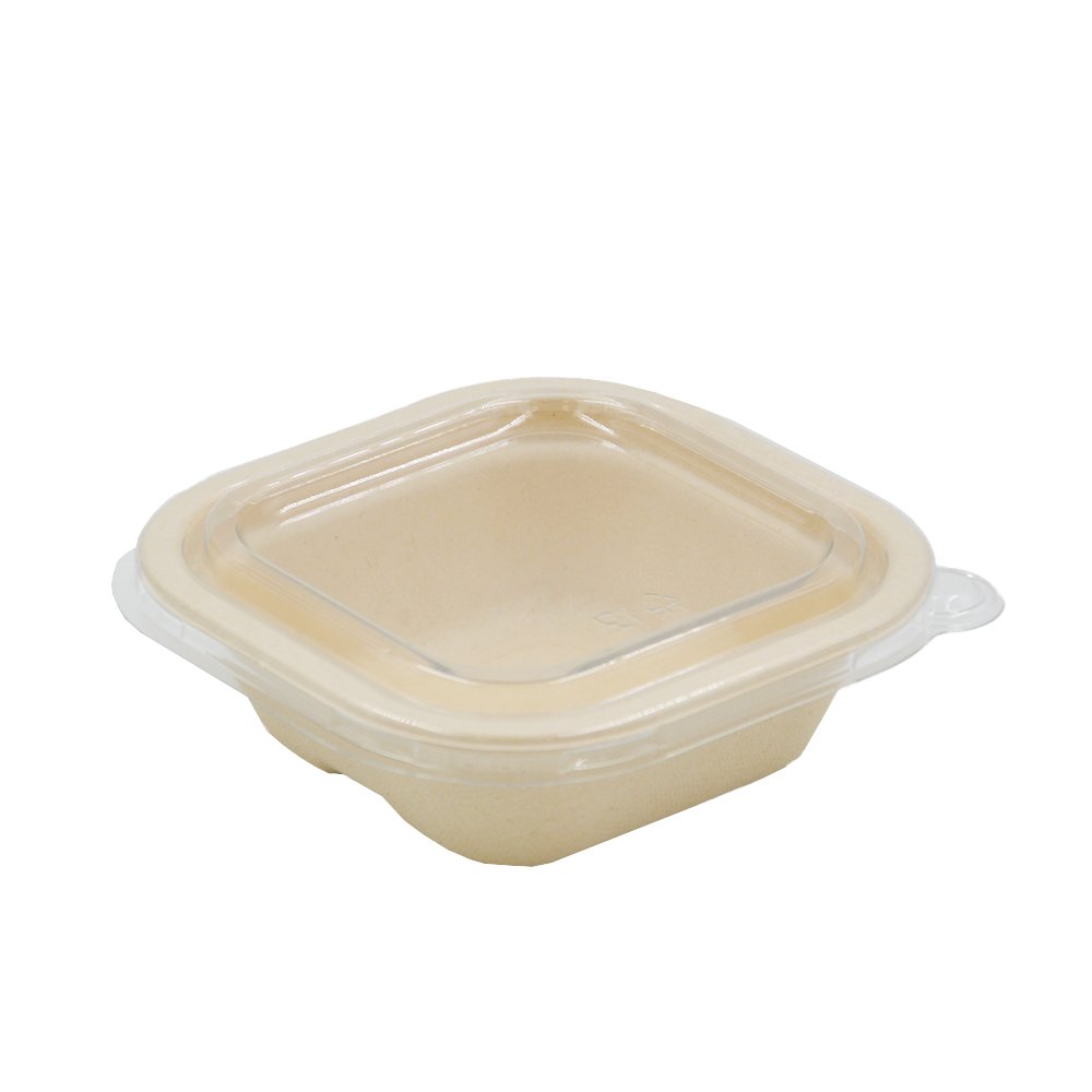 Clear PET Lid For Sugarcane Square Containers 280mL - TEM IMPORTS™