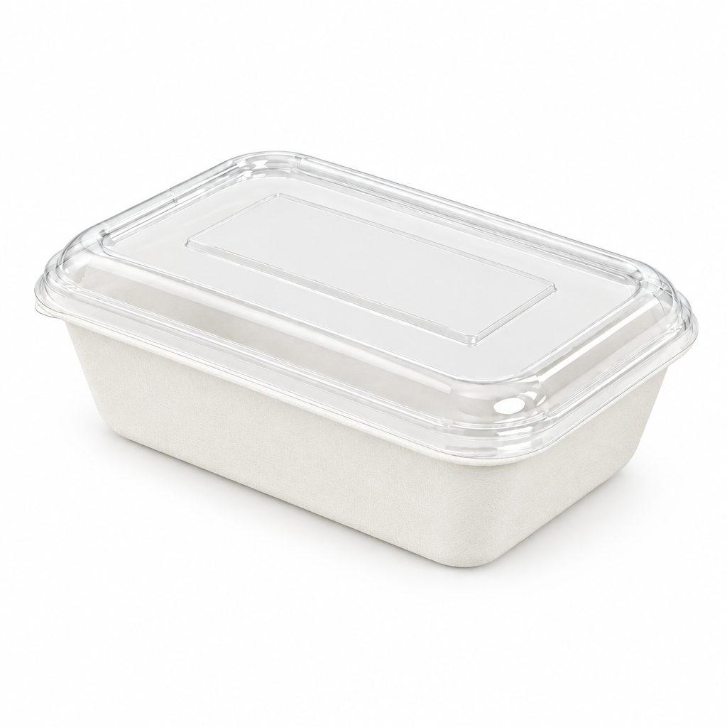 PET Lid for Sugarcane Rectangular 750 - 1300mL (Carton of 500)