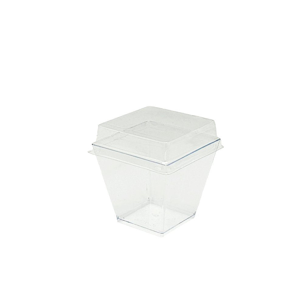 Clear PET Lid To Suit 200mL & 140mL Square Dessert Cup - TEM IMPORTS™