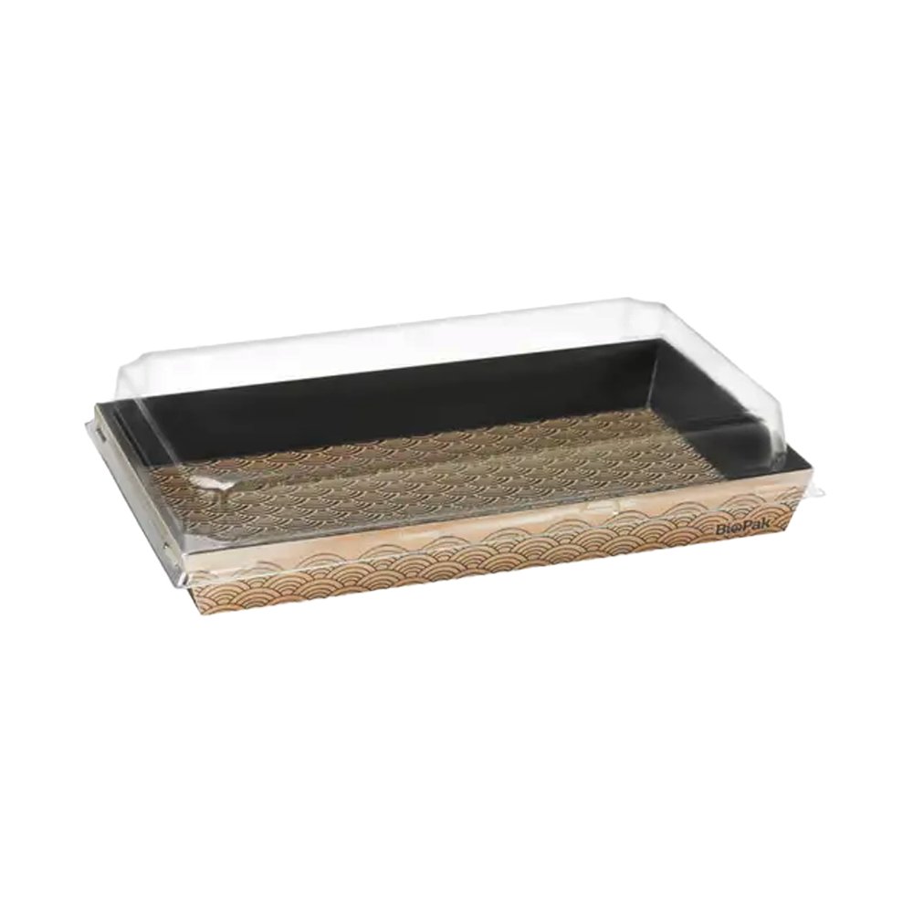 Clear PET Lid To Suit Large BioBoard Sushi Tray - 300/CTN - TEM IMPORTS™