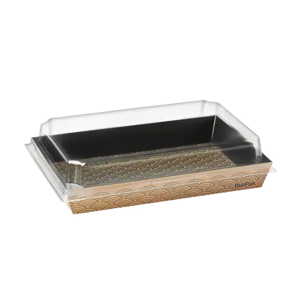 Clear PET Lid To Suit Medium BioBoard Sushi Tray - 300/CTN - TEM IMPORTS™