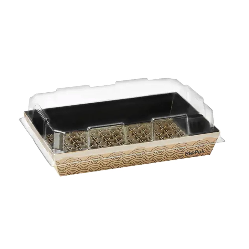 Clear PET Lid To Suit Small BioBoard Sushi Tray - 300/CTN - TEM IMPORTS™