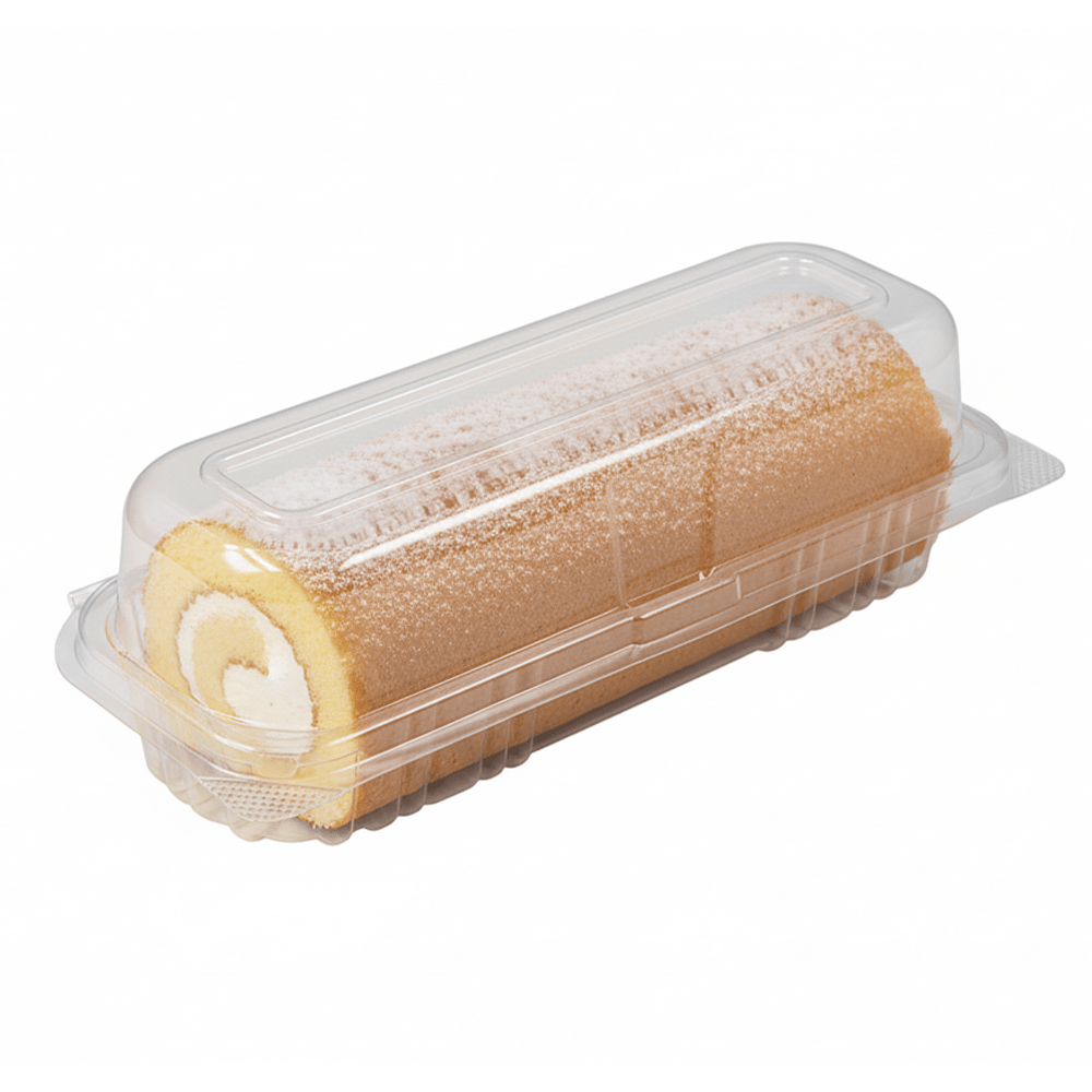 Clear PET Long Roll Plastic Container Hinged Lid - 250/CTN - TEM IMPORTS™