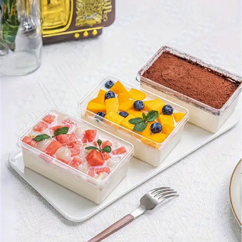 Clear PET Plastic Rectangular Cake Container With Lid - Small - TEM IMPORTS™