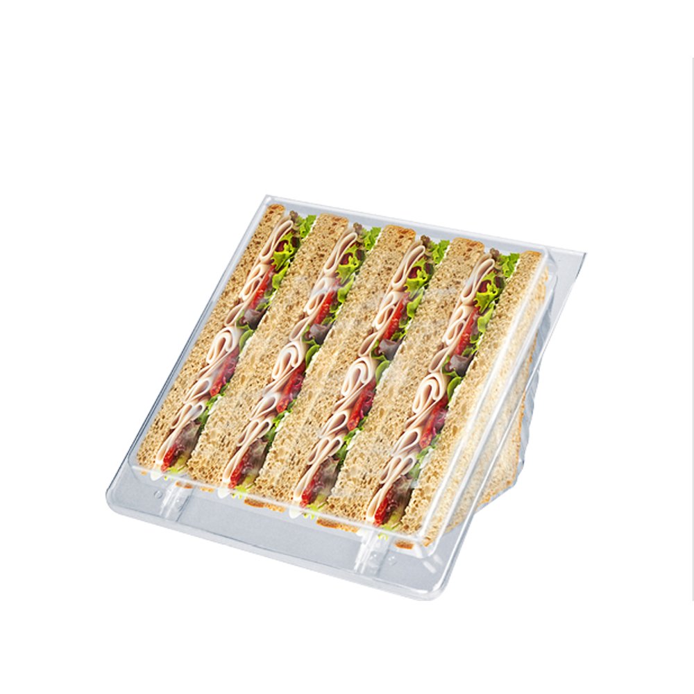 Clear Plastic Sandwich Wedges Hinged Lid Container - 4 Quarter - TEM IMPORTS™