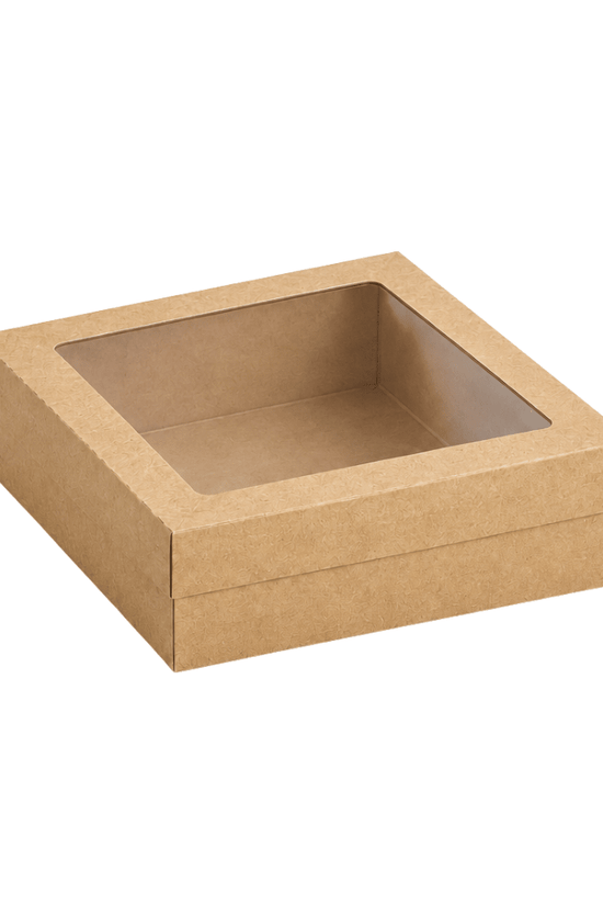 Clear Window Lid for Large Square Kraft Catering Tray (Carton of 100) - TEM IMPORTS™