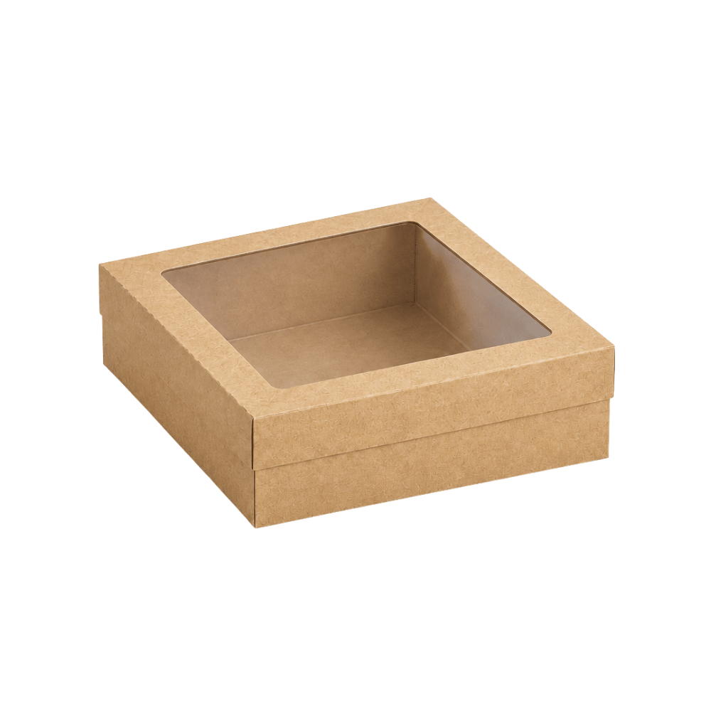Clear Window Lid for Large Square Kraft Catering Tray (Carton of 100) - TEM IMPORTS™