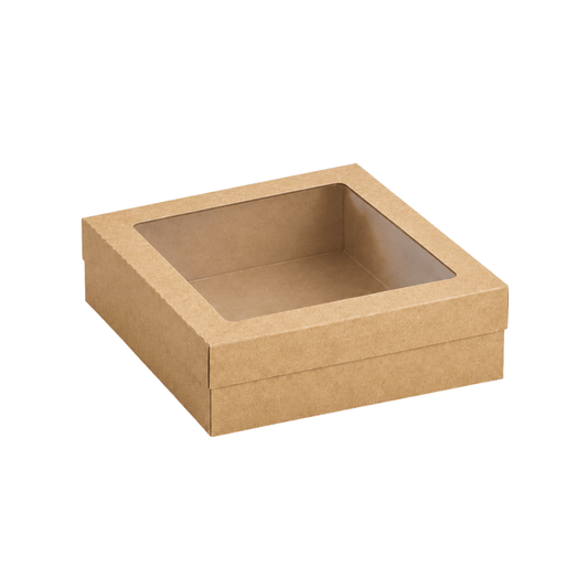 Clear Window Lid for Large Square Kraft Catering Tray (Carton of 100) - TEM IMPORTS™