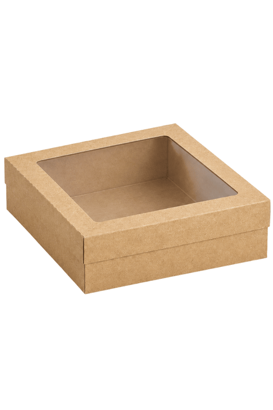 Clear Window Lid for Medium Square Kraft Catering Tray (Carton of 100) - TEM IMPORTS™