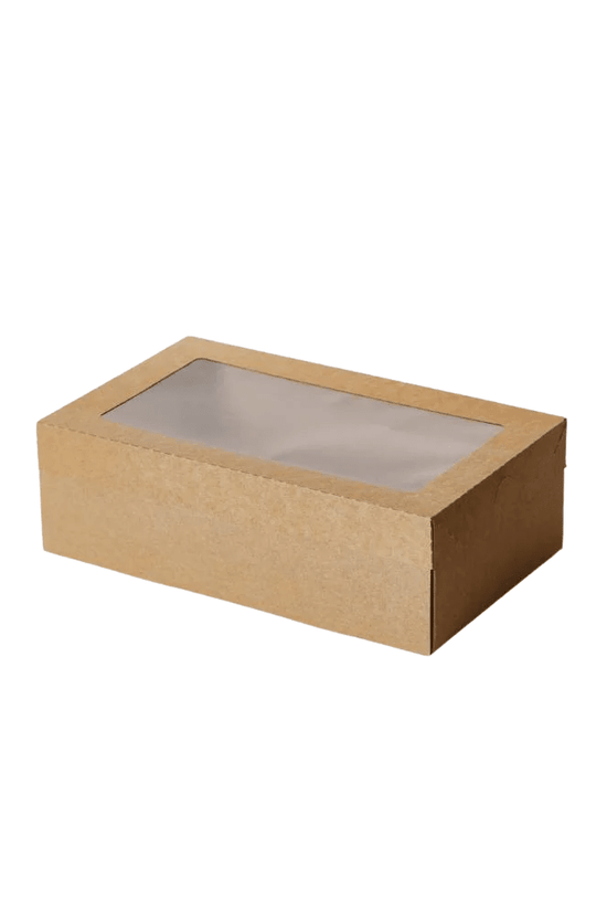 Clear Window Lid for Small Rectangle Kraft Catering Tray (Carton of 100) - TEM IMPORTS™