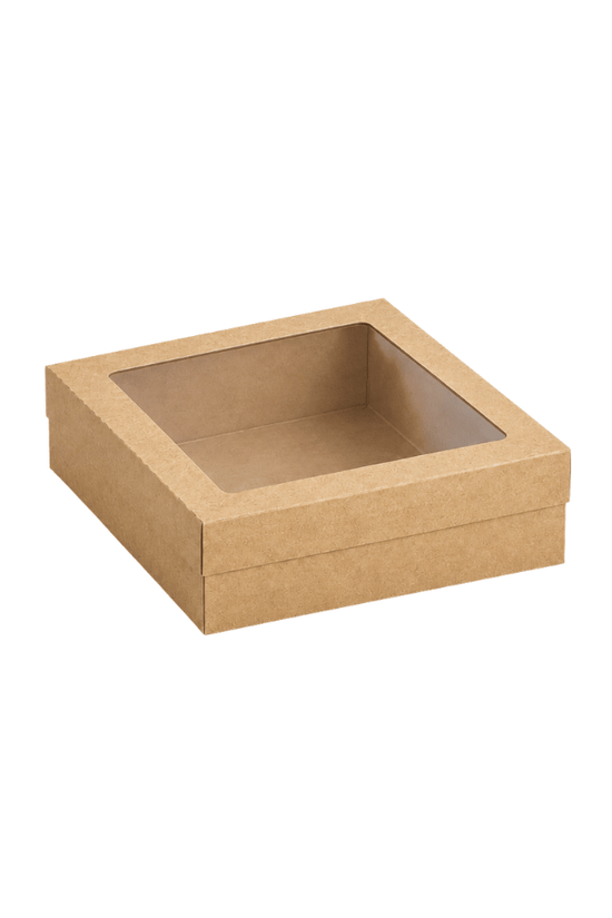 Clear Window Lid for Small Square Kraft Catering Tray (Carton of 100) - TEM IMPORTS™