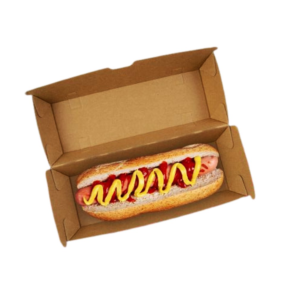 Corrugated Brown Kraft Hot Dog Clamshell Box - TEM IMPORTS™