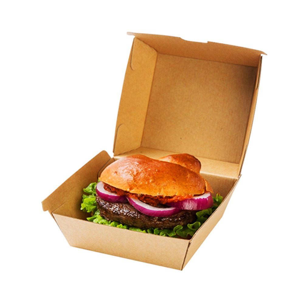 Corrugated Brown Kraft Regular Burger Box Clamshell - TEM IMPORTS™