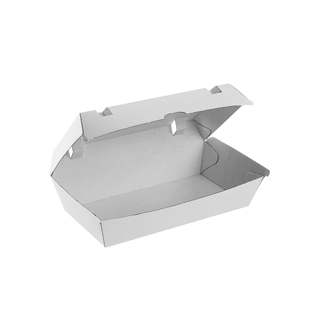 Corrugated Plain White Clamshell Large Snack Box - TEM IMPORTS™