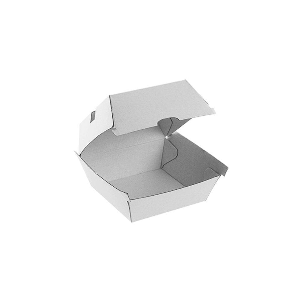 Corrugated Plain White Clamshell Regular Burger Box - TEM IMPORTS™