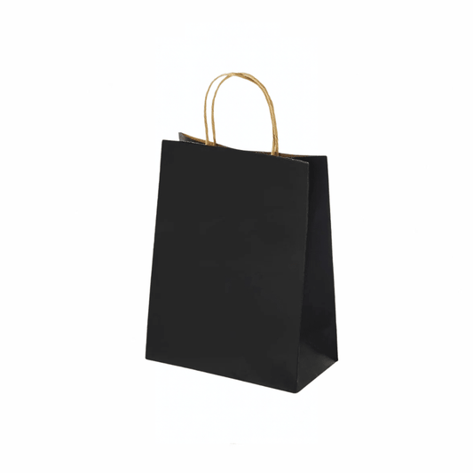 Extra Small Black Twisted Handle Paper Bag (Carton of 250) - TEM IMPORTS™