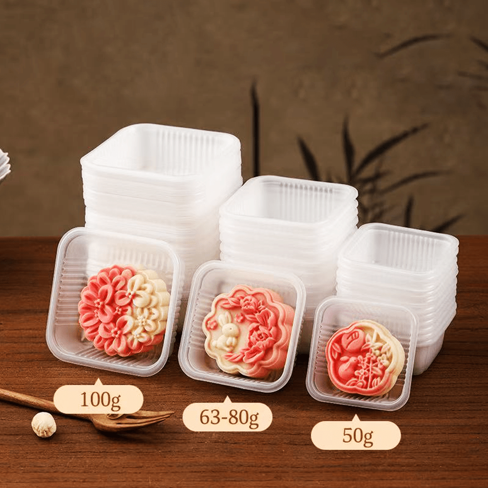 Food-Grade Plastic Mooncake Trays Matt - 90x90 - TEM IMPORTS™