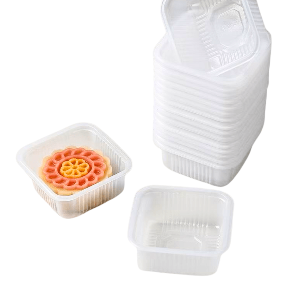 Food-Grade Plastic Mooncake Trays Matt Clear - 80x80 - TEM IMPORTS™