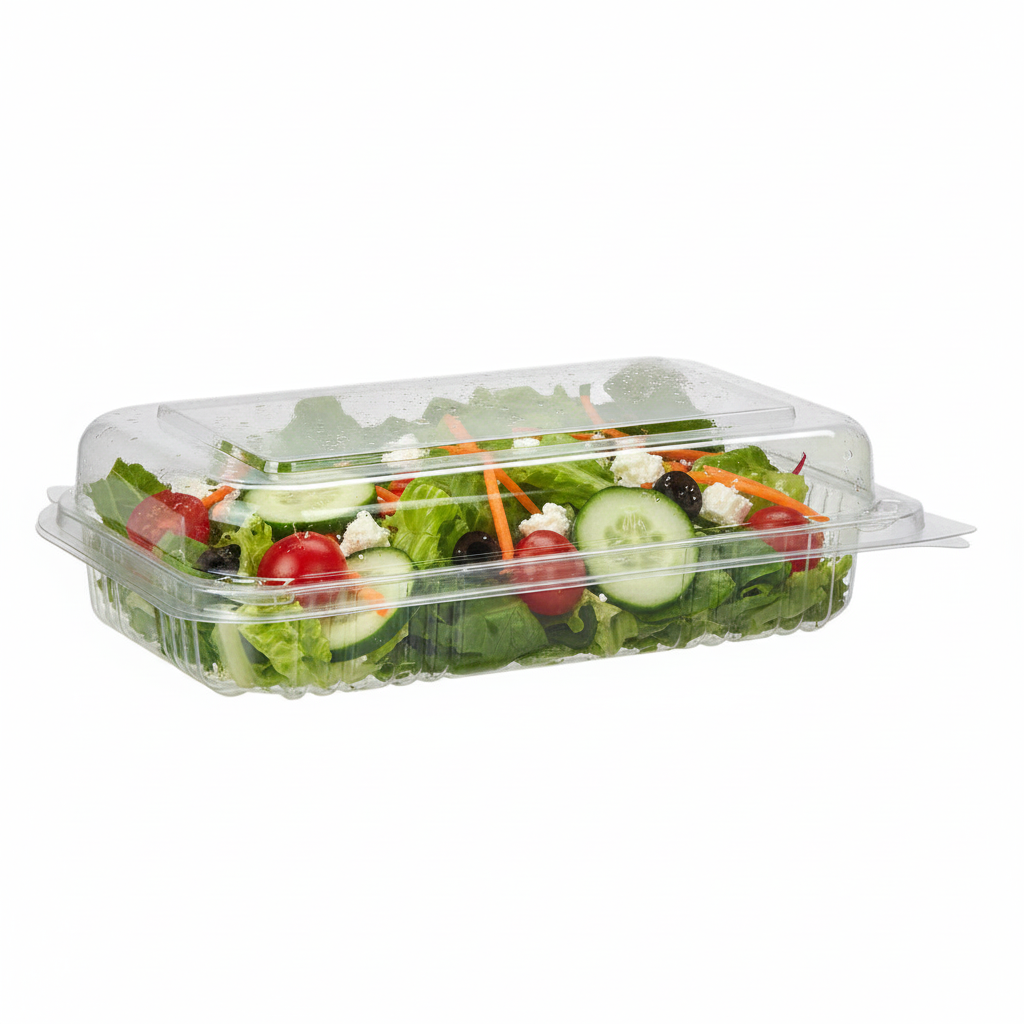 Large Rectangular Takeaway Salad Container with Hinged Lid (Carton of 250)