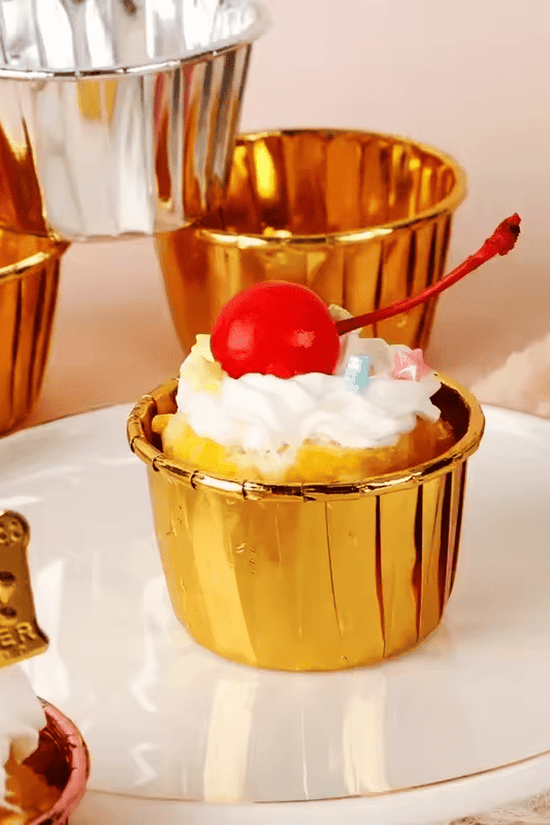 Gold And Gold Foil Baking Paper Cup - TEM IMPORTS™