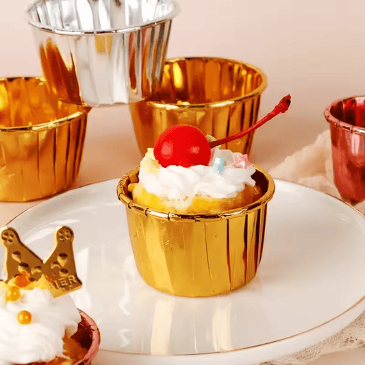 Gold And Gold Foil Baking Paper Cup - B38xH30 - TEM IMPORTS™