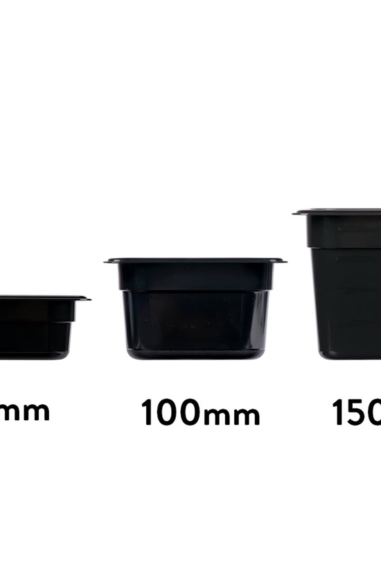 1/2 Size Standard Polycarbonate Black Food Pan - 100mm