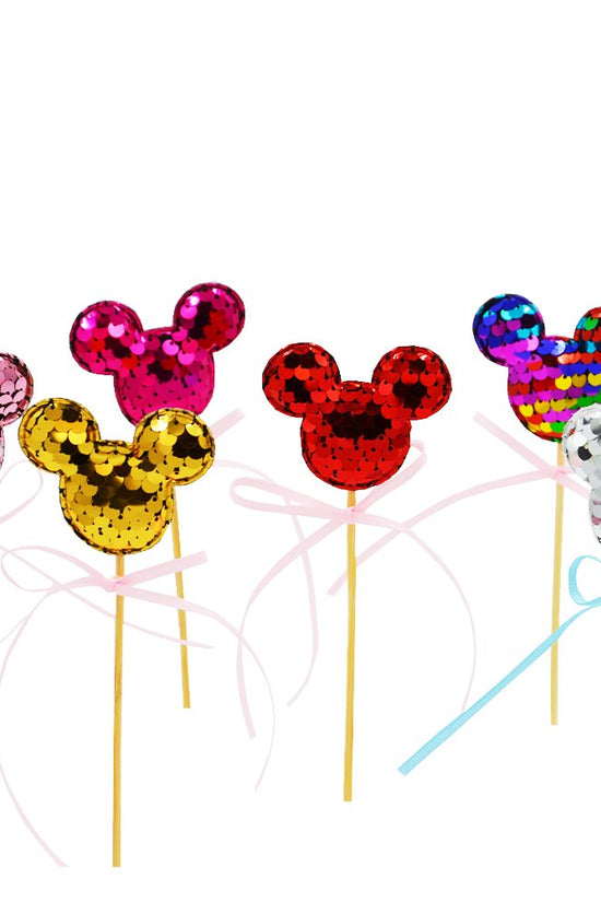 Hot Pink Confetti Mickey Ear With Pink Bow Cake Topper - TEM IMPORTS™