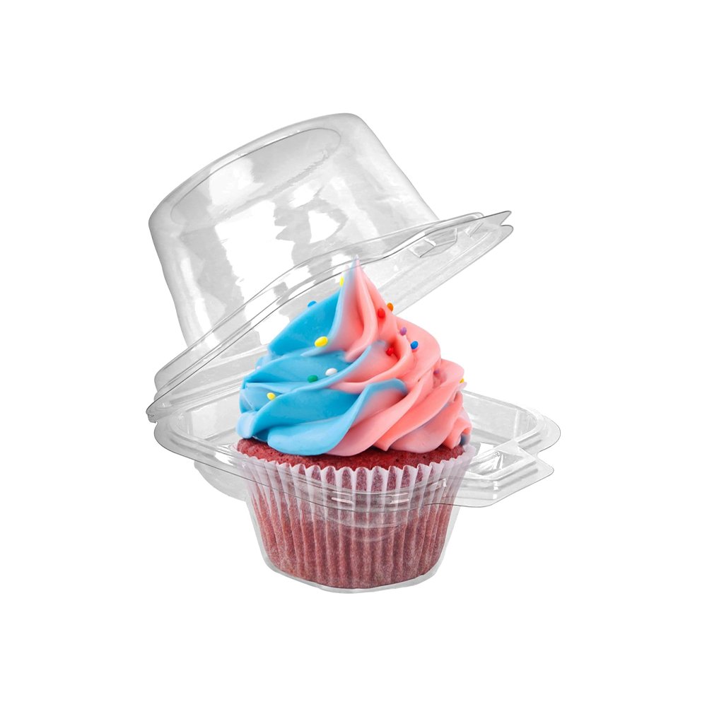 Individual Clear PET CupCake Hinged Lid Holder - TEM IMPORTS™