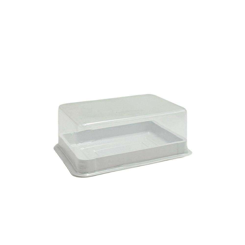 Individual Small White Rectangular Cake Container With Lid - TEM IMPORTS™