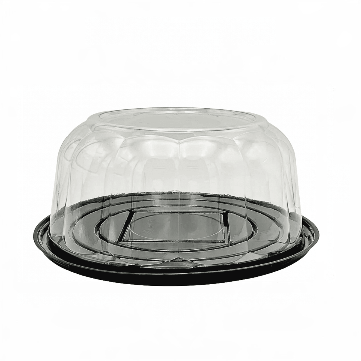 Large Clear Scalloped Dome Lid Cake Container - Black Base (Carton of 100) - TEM IMPORTS™