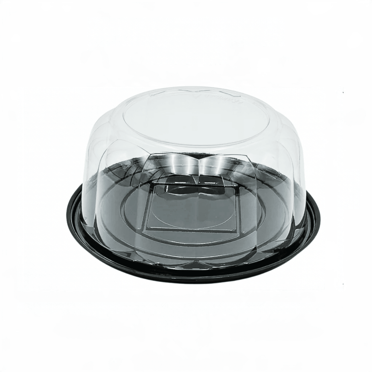 Large Clear Scalloped Dome Lid Cake Container - Black Base (Carton of 100) - TEM IMPORTS™