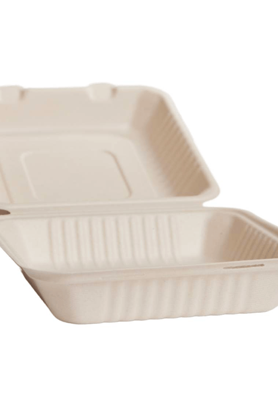 Large Natrual Sugarcane Dinner Box Food Clam - 200/CTN - TEM IMPORTS™