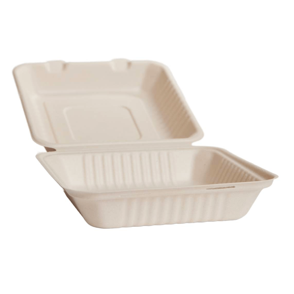 Large Natrual Sugarcane Dinner Box Food Clam - 200/CTN - TEM IMPORTS™