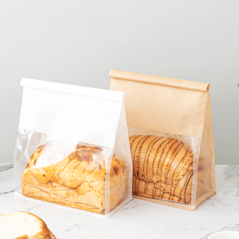 Large Paper Bread Bag Window - Kraft - TEM IMPORTS™