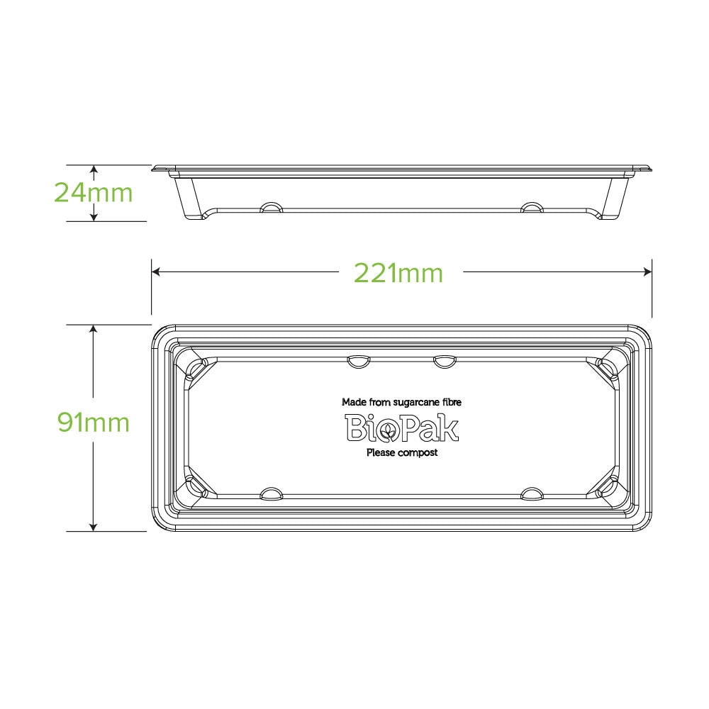 Long Natural Plant Fibre Sushi Tray - 600pcs/Ctn - TEM IMPORTS™